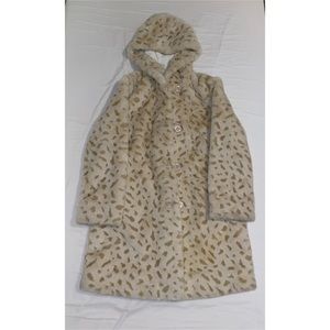 Vintage Faux Fur Snow Leopard Print Coat